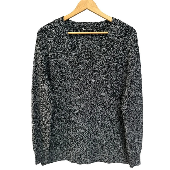 Athleta Shasta Wool Blend Sweater Black and White Split Side SizeSmall Oversized - Picture 1 of 6